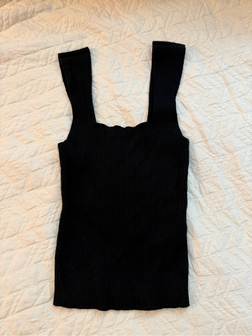 Abercrombie & Fitch Black Ribbed Square-Strap Tank